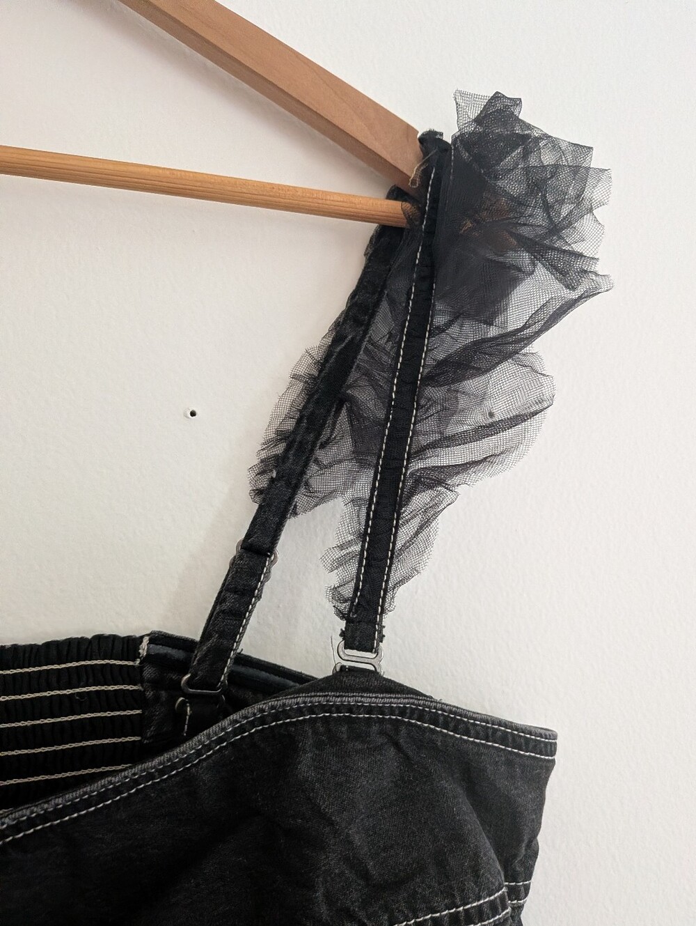 NWT! Anthropologie Pilcro Black Tulle Babydoll Blouse XL - Picture 5 of 7